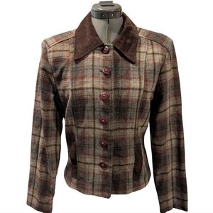 90s Y2K Women's Wrapper Plaid Wool Jacket Blazer Size‎ Medium